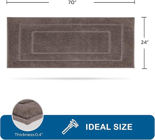 PURRUGS Machine Washable Kitchen Rug 24" x 70", Non-Slip/Skid Hallway Runner Rug, Super Absorbent Soft Area Rug for Kitchen, Hallway & Laundry, Rolled Packaging, Grayish Brown