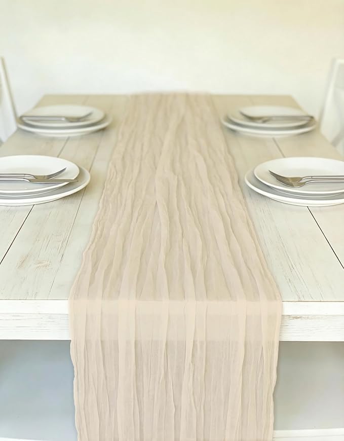3 Pack Ivory Cheesecloth Table Runner -17×120 Inch Gauze 10 FT Long Cheese Cloth Table Runners for Bridal Wedding Party Baby Shower Holiday Birthday Home Easter Decor (Ivory, 3PC)