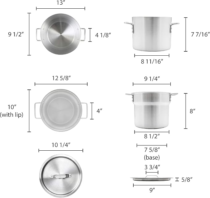 Excellante 8 Quart Aluminum Heavy Gauge Double Boiler Satin Finish