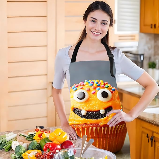 Funny Cat Apron with 2 Pockets Waterproof for Men Women Kitchen Garden Decor