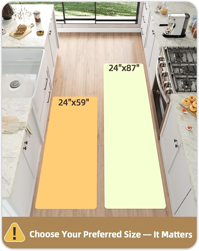 Color&Geometry Kitchen Floor Mats Anti Fatigue, Cushioned Boho Rugs,Waterproof Non Slip Kitchen Runner for Sink, Standing Mats for Office,24"x87",Oatmeal