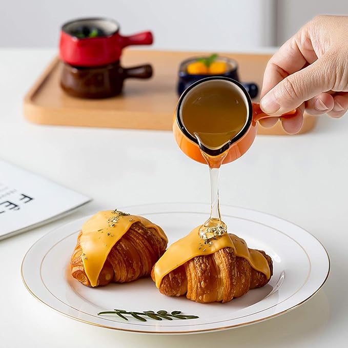 Gravy Boat Simple Small Milk Cup With Handle Household Ceramic Pointed Small Milk Jug Coffee Pour Milk Cup Mini Milk Jug Suitable for Fruit Honey Seasoning Snacks Gravy Sauce Boat (Color : Green)