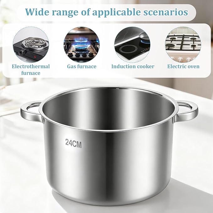 Double Boiler Pot Set, 3500ML/3.1QT Melting Bowl with Scale, 5000ML/ 4.5QT Dual-Handle Pot, Stainless Steel Double Boiler Set with Silicone Spatula, for Butter, Chocolate, Wax