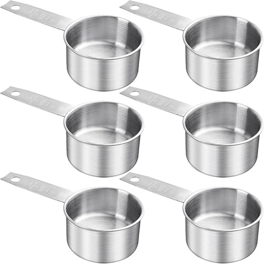 6 pcs 1 Cup Measuring Cup, Stainless Steel Measuring Cups, 250 ml | 240 cc | 8 oz | Engraved Marking Single Measuring Scoops, Metal Measuring Cup for Kitchen Baking & Cooking