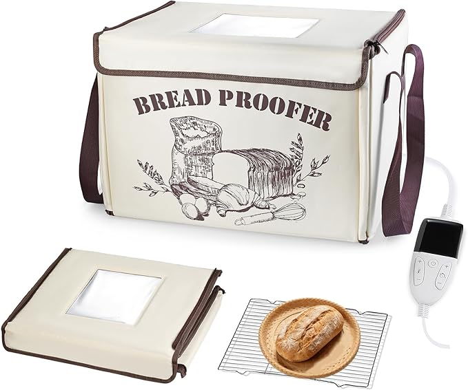 OUEST Foldable Bread Proofing Box for Sourdough, 50°F-113°F Precise Temp Control & 12H Timer, Electric Dough Proofing Container with Metal Rack for Bread Baking, Pizza, Yogurt, Kombucha