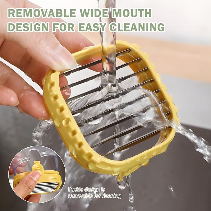 Fruit Slicer Cup-Detachable Fruit Cutter Slicer Stainless Steel Speed Egg Slicers Strawberry Slicer Cutter for Vegetable Cutting Kitchen Gadget (Yellow)