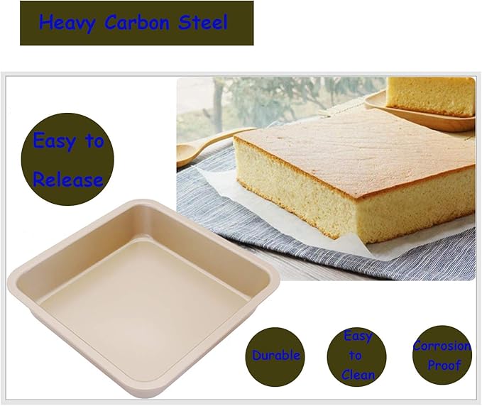 HYTK 2 Small Baking Pans 8.33 x 8.33 Inch (Inner 7.5 X 7.5) Mini Cookie Sheet Toaster Conventional Oven Tray Nonstick No Warp Magnetic Bakeware for 1 or 2 Person