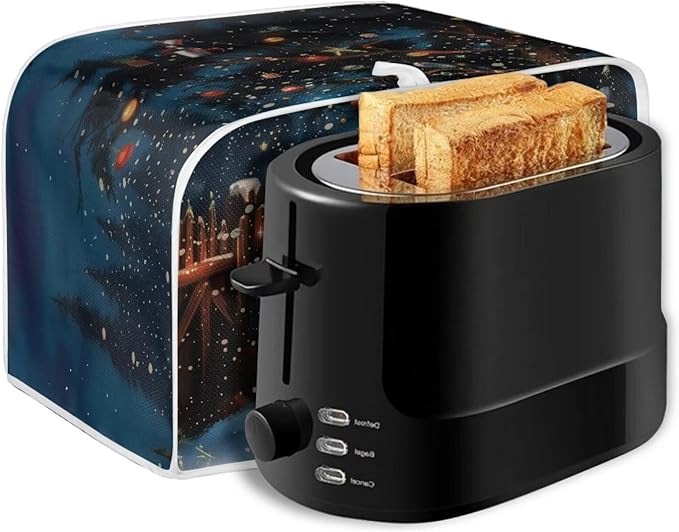 Annejudy Christmas Snowman Toaster Cover Dustproof Cover 2 Slice Small Appliance Cover Bread Maker Cover Dust Protection & Waterproof Kitchen Accessories Kitchen Festival Decor