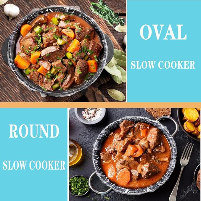 Slow Cooker Liners 13x21 Inch Large Size Thick Pot Liners Nylon Cooking Liners Fit for 3-8QT Oval & Round Pot (10Bags 1Pack)