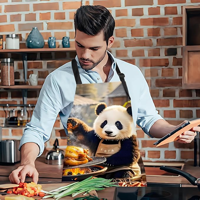 Funny Cat Apron with 2 Pockets Waterproof for Men Women Kitchen Garden Decor