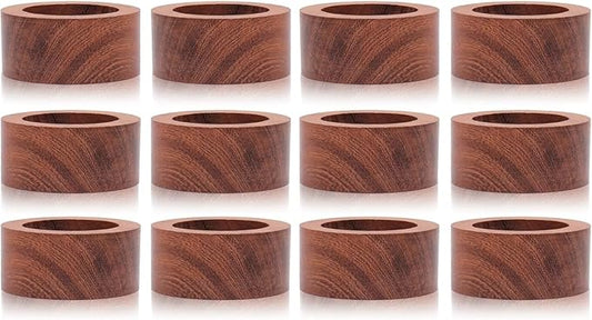 Wood Napkin Rings Set of 12 Napkin Holders Buckles for Dining, Anniversary, Birthday, Dinner, Christmas, Party of Table Setting