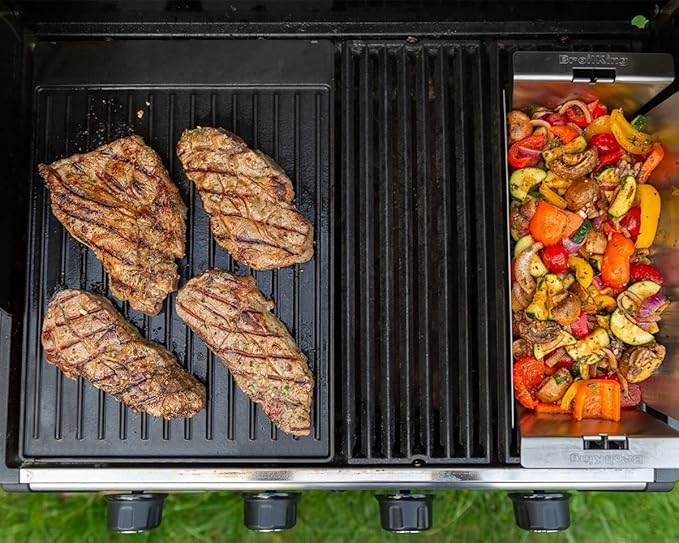 Cast Iron Reversible Griddle for Broil King Signet Series 20, 70, 90 Grills, Durable Griddle Replacement Parts for Broil King Crown Series 10, 20, 40, 90 Grills, 15" X 12.8", Black, Rectangular