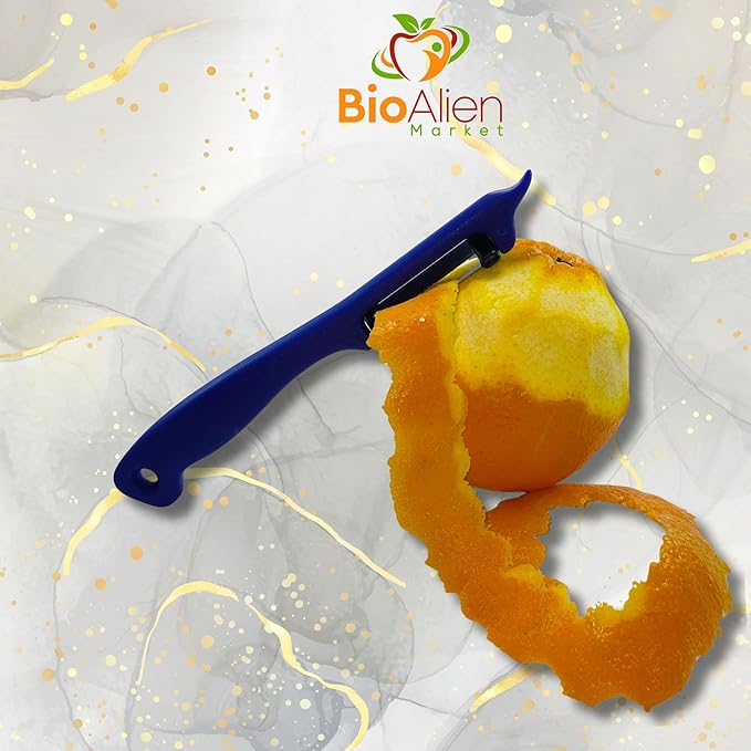 German Steel Double Blade Peeler, Effortless Precision, Ergonomic Handle, Bioalien Market Solingen Peeler DUO (Purple)