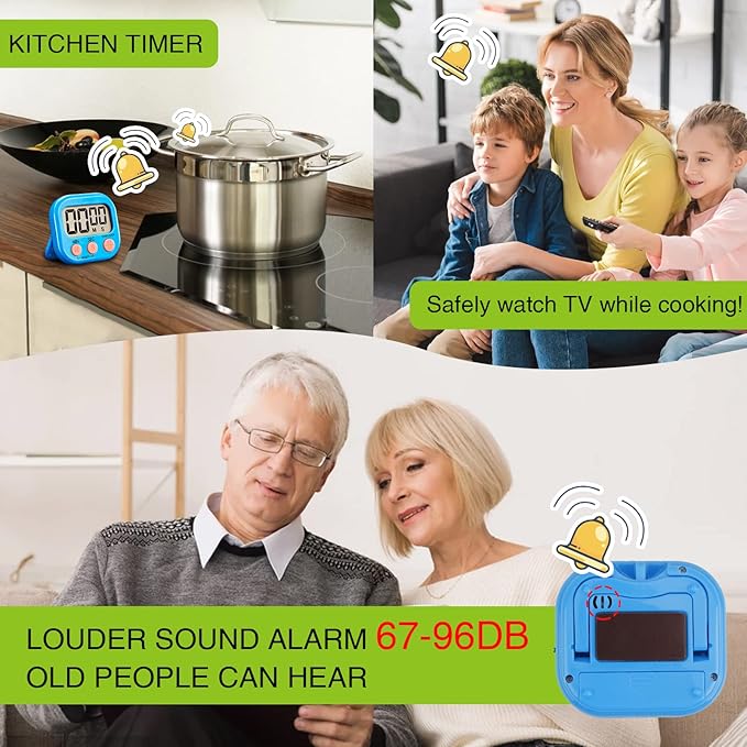 Timers,Classroom Timer for Kids,Kitchen Timer for Cooking,Egg Timer,Magnetic Digital Clock Timer for Teacher,Study,Exercise,Oven,Cook,Baking,Desk - 4 Pack