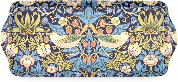 Pimpernel Morris & Co Strawberry Thief Blue Melamine Tray with Handles - Elegant Serving Tray for Tea Parties, Decorative Sandwich Display - Stylish Kitchen & Dining Organization, Ideal Gift for Her