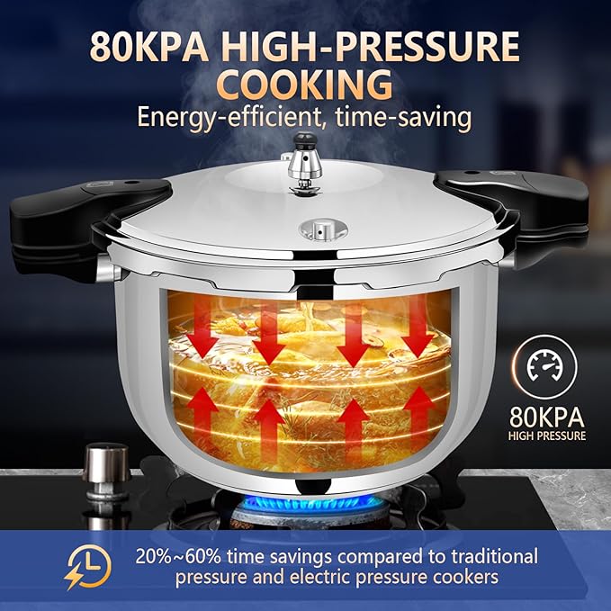 12quart Stainless Steel Pressure Cooker, All Stovetops Induction Compatible, Cooking Pressure Cooker 12+qt，pressure pot ， large olla de presion, stainless steel pressure cooker for canning12+ quart