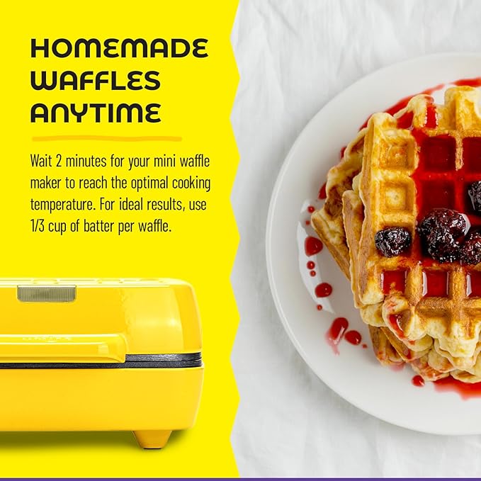 Mini Electric Waffle Maker – Fun Waffle Shape – Non-Stick Coating, Easy to Clean – Perfect for Kids, Families, Dorms, Apartments, RVs – Gift for Holidays, Birthdays, Weddings