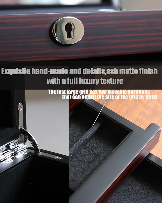 Bonaking Knife Display Case, 22-26 Slot Storage Box, Ebony Veneer, 3-Tier, Lockable, Showcase & Organizer for Pocket Knives, Men Gift, 15.9x7.8x4.5 inches