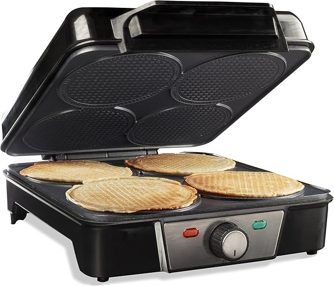 Mini Waffle Ice Cream Cone Maker - Bake 4 Homemade Mini Cones at Once, Includes Shaper Roller - Make Fun Bite Sized Entertaining Desserts for Holiday Parties, Special Occasions and Gift Giving Treats