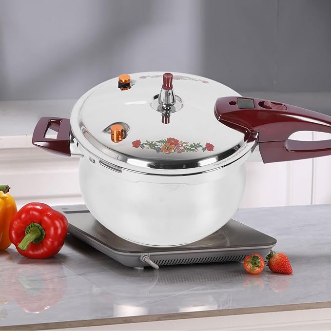 Stainless Steel Pressure Cooker 80KPA, Cookware Pressure Canner Rice Cooker with Safety Valve Devices, Compatible with Gas & Induction Cooker (7L)