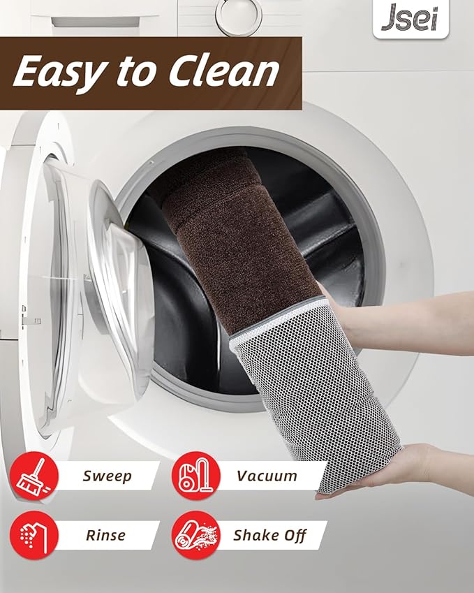 JSEI Kitchen Mats for Floor, Non-Slip Kitchen Rugs, Soft Washable Absorbent Kitchen Mats 2 PCS, Kitchen Runner Rug with TPR Backing, Polyester, 20"x32"+20"x48", Brown