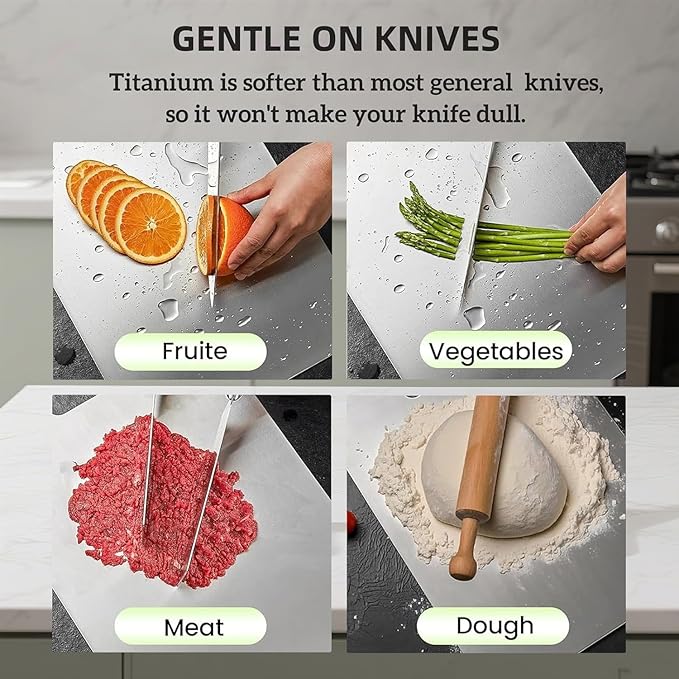 Katuchef Titanium Cutting Board for Kitchen, Pure Katu chef Titanium Cutting Boards, Double Sided Non Toxic Chopping Board for Cutting Meat Vegetable Fruit,Easy to Clean(XXL:18.11L*11.81W)