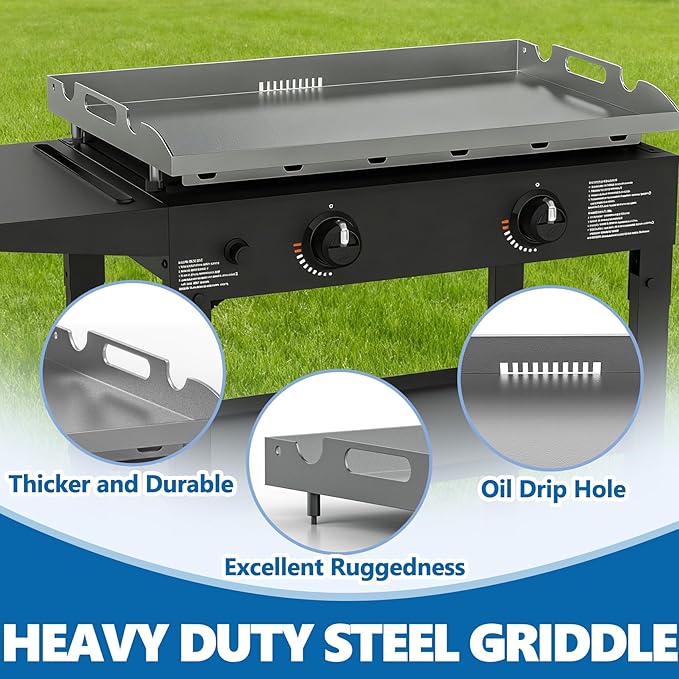 SafBbcue Upgrade 28" Griddle Replacement Top for Blackstone 28 inch Tabletop Griddle 1517 1856 1883 2094 1963 1924 Replacement Parts, 28 inch Flat Top Grill with Handy Handle, Carbon Steel