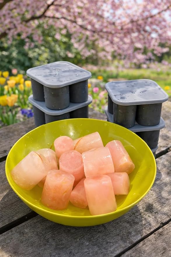 Large 2+ inch cylinder Ice Cubes for Tumblers, Stanley cup accessories, Silicone ice cube tray, makes solid slow melt cubes for cocktails, travel and sport water bottles, Whiskey, popsicles molds