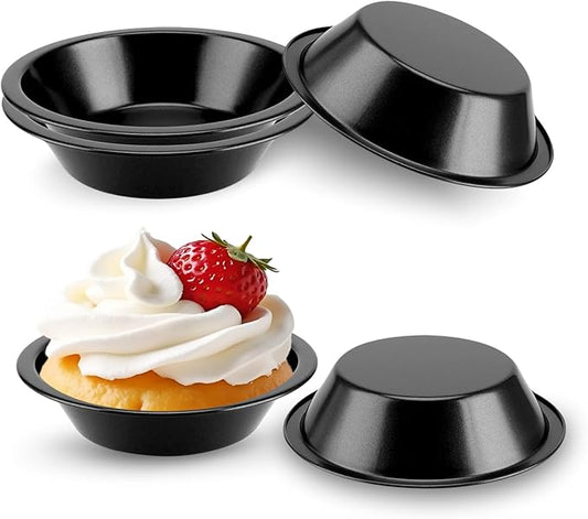 4Inch Mini Pie Pans Pie Plates Mini Tart Pans for Baking Round Bakeware Set for Baking Dessert Set of 5- Black