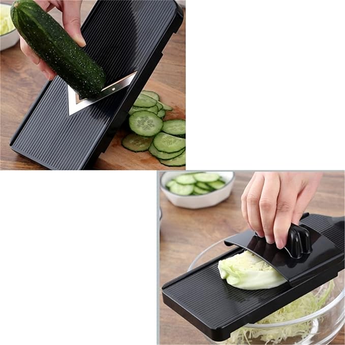 Mandoline Food Slicer Cabbage Grater Manual Cutter Vegetable Grater Julienne Slicer Waffle Fruit Kitchen Potato Cutter,Black