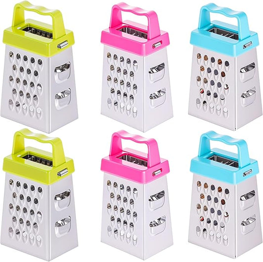 6 Pcs Mini Cheese Grater Professional Box Grater Stainless Steel Fine Coarse Handheld Slicer with 4 Sides Small Box Food Shredder Safe Zester for Kitchen Cheese Garlic Ginger Vegetable Potatoes