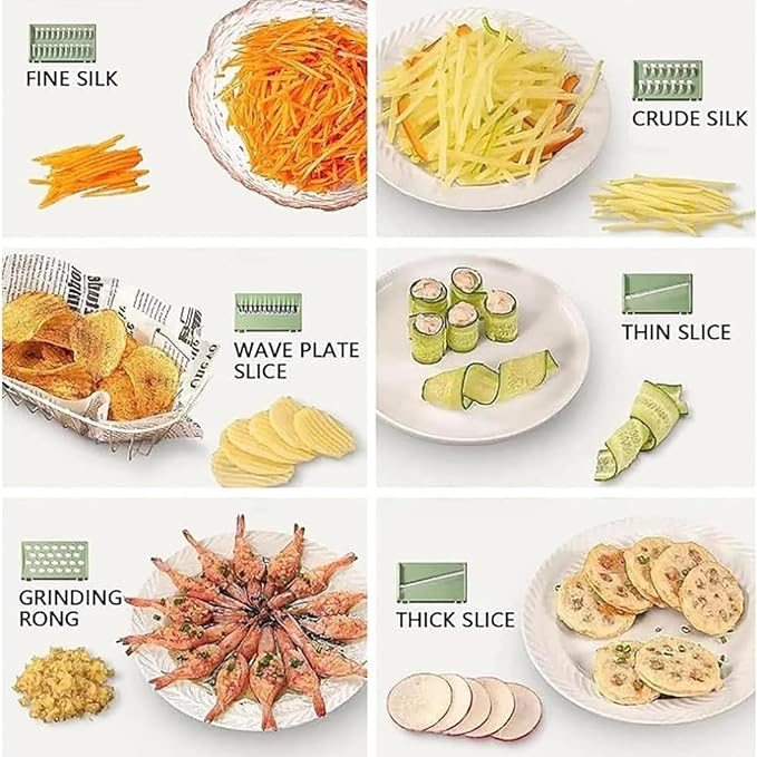 Martivex Slicer, 6-in-1 Vegetable Cutter, Mandoline Slicer for Kitchen, Vegetable Slicer Cutter with Multi Blade, Cheese Grater, kitchen gadgets (2pcs)