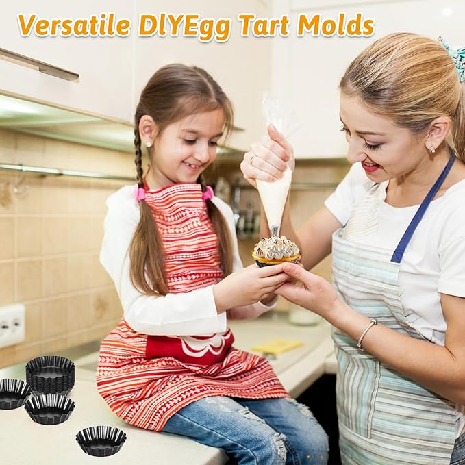 16 Pcs Mini Tart Pans Egg Tart Molds with Removable Bottom Round Nonstick Quiche Pan Mini Pie Pans Small Bakeware Mold Fluted Side for Mousse Cake Dessert Baking (3 Inch, Dark Gray)