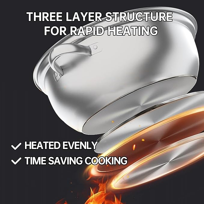 2-Tier Stainless Steel Steamer Pot with Lid, Multipurpose Steam Pots for Cooking, Vegetable & Dumpling Steamer Set with Durable Handles and Glass Lid for Fish, Meat, and Seafood (Silver 2)