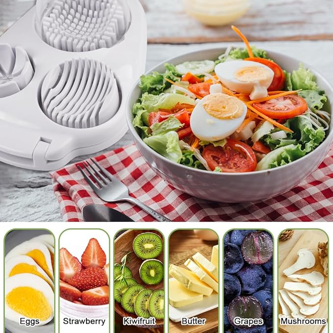 3 In 1 Egg Slicer For Hard Boiled Eggs, Strawberry Slicer Grape Cutter, 2026 New Stainless Steel Dicer Egg Slicer Dishwasher Safe, Fruit Cutter For Egg Strawberry Mushroom