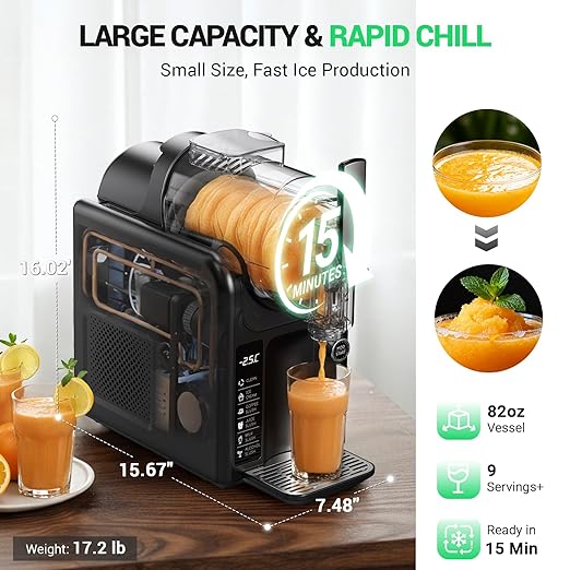 WETIE Slushie Machine, 82oz Slushy Maker with Adjustable Temperature, LED Display, Auto-Clean, 5-in-1 Frozen Drink Maker for Ice Cream, Frappés, Milkshake, Frozen Margaritas, 24H Running for Home