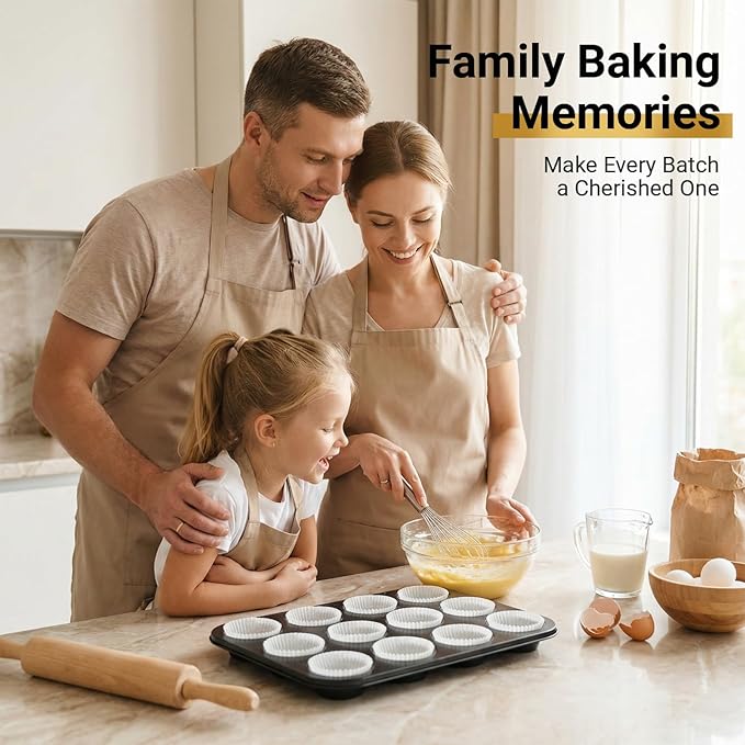Flajepetals 2 Pack Muffin Tin,Nonstick Cupcake Pan Set,Carbon Steel 12 Cupcake Tray,Cupcake Pans for Baking, Cup Cake Pans for Baking