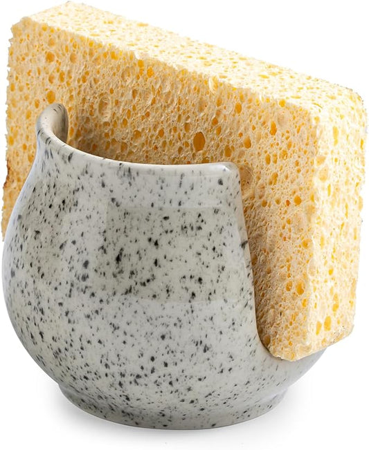 Sponge Holder for Kitchen Sink, Ceramic Dish Sponge Dish Rack Scrubby Kitchen Organizer Cute Sink Organizer, Farmhouse Decor, Speckled Glaze