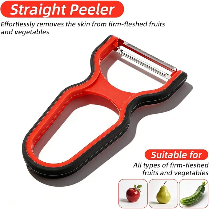 Y Peelers for Kitchen, 3Pcs Stainless Steel Vegetable Peeler - Multifunctional Potato Peelers for Fruits Carrot Kitchen Utensils (Red, Yellow, Green)