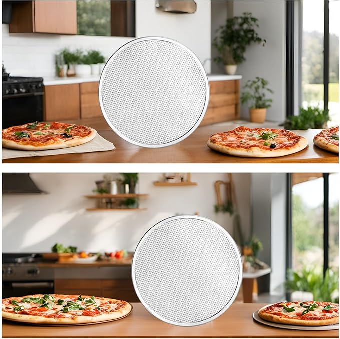 RHBLME Pizza Screen, Aluminum Alloy Pizza Screen Restaurant-Grade Baking Screen for Oven, Round Pizza Crisper Tray Pizza Baking Tray for Home Kitchen BBQ Baking, Seamless (6, 12 Inches)