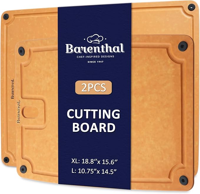 Barenthal Large Cutting Boards for Kitchen Dishwasher - 2PC Cutting Board Set Double-Sided with Non-Slip Feet and Juice Groove Composite Chopping Board for Kitchen Knife Friendly XL(18.8")+L(14.5")
