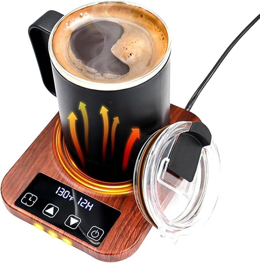 Coffee Mug Warmer, Smart Cup Warmer for Desk with 9 Temperature Settings (100℉-180℉), Auto Shut Off 1-12H Timer, LED Indicator, 4 inch Heating Plate for Coffee, Tea, Milk, Candle Warming
