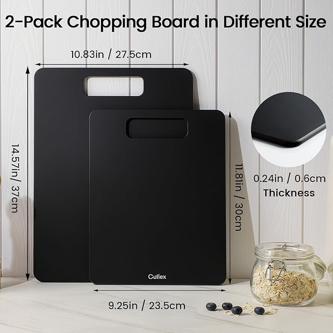 Culiex Wood Fiber Cutting Board 2-Pack, Composite Chopping Boards for Kitchen, Dishwasher Safe, Non-Toxic, High Density, Knife Friendly, BPA Free, Non-Slip Feet for Cutting Meat, Vegetables, Fruits