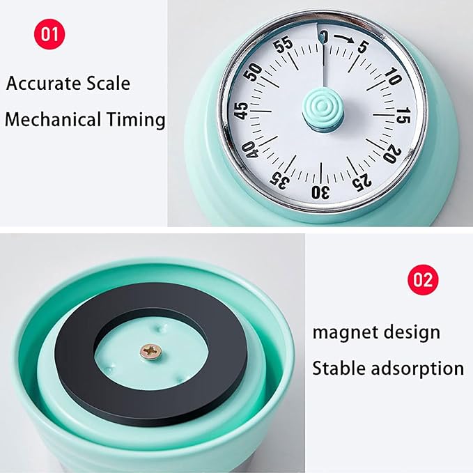 Elegant Stainless Steel Vintage Kitchen Timer with Magnetic Attachment - 60-Minute Countdown & Audible Alarm, Perfect for Cooking, Office Tasks, and Study Sessions (01-Yellow)