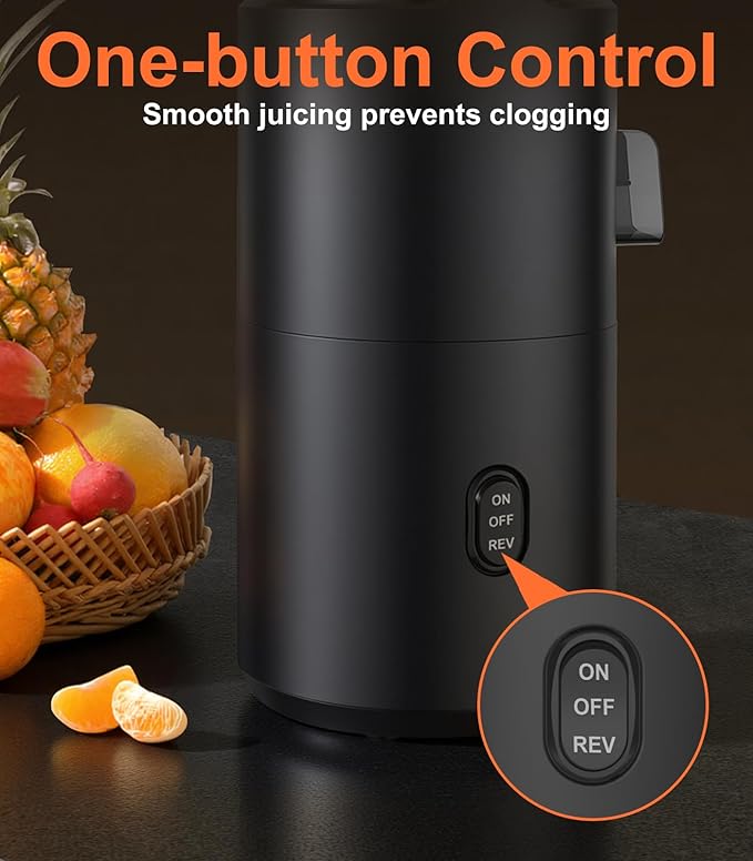 URVIBY Juicer Machines, 5.3" Large Feed Chute Cold Press Juicer with Double Press Technology, 400W Motor, High Juice Yield, Easy to Clean, Masticating Juicer for Whole Vegetables & Fruits, Black