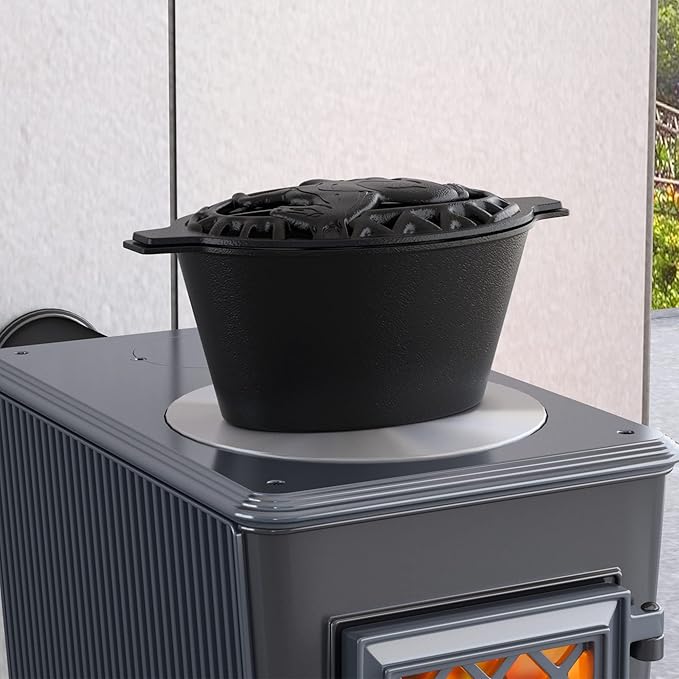Fire Beauty Woodstove Steamer Stove Humidifier Cast Iron Lattice Top Rust Resistant 2.3 Quart Capacity (horse)