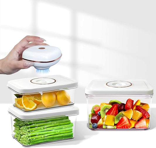 Vacuum Sealer for Food with 3 Vacuum Seal Containers, Seals Liquids & All Foods, Portable for Travel, Camping, Kitchen, Gifts