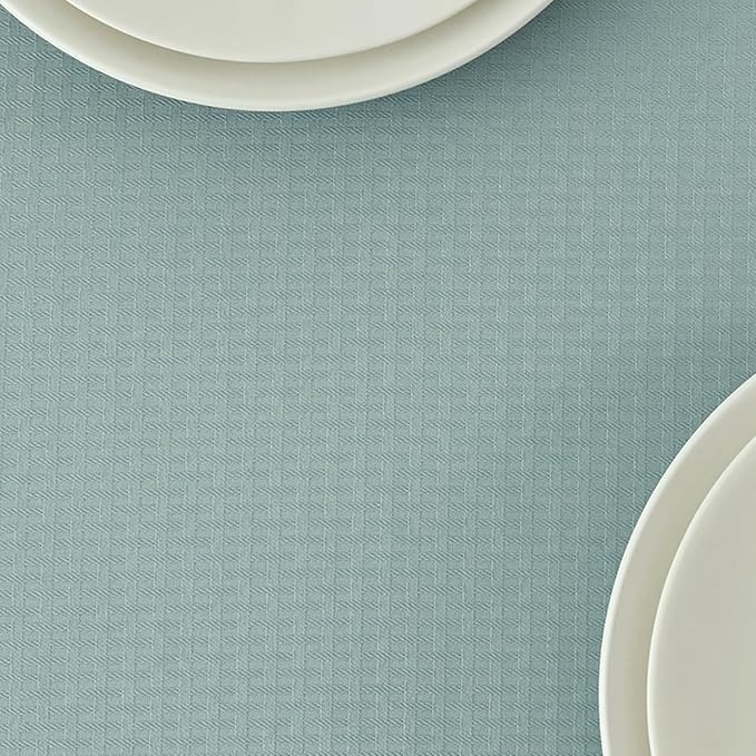 maxmill Weaved Texture Rectangle Tablecloth Water Resistant Wrinkle Free Spill-Proof, Soft Table Cloth for Dining Room Decoration, Banquet Parties Event Holiday Dinner, 60 x 84 Inch Dusty Blue