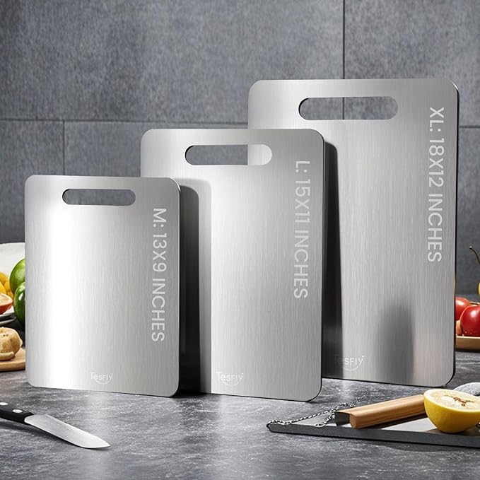 3 Pack Titanium Cutting Board,-100% Pure Titanium Cutting Boards For Kitchen,Easy to clean, Double-sided food-grade Cutting Board For Cutting Meats, Fruits And Vegetables