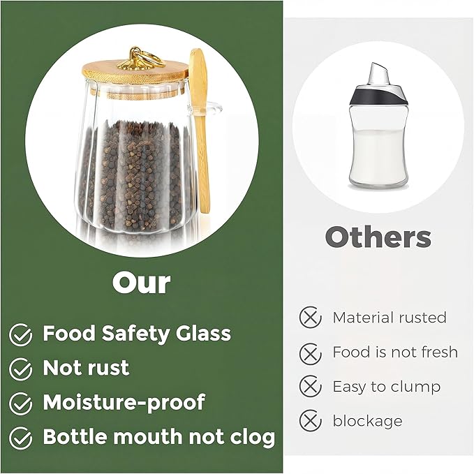 Sugar Jar with Lid and Spoon,24oz Large Glass Spice Jars for Coffee Bar Decor Accessories Food Storage Containers Home Essentials